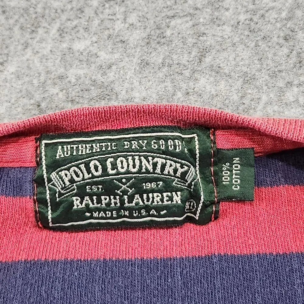 VTG Polo Country Ralph Lauren Mens XL 100% Cotton Stripe Knit T Shirt Sweater‎
